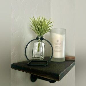 Plant vase black metal accent Minimal decor - Shelf Decor - Faux Plant decor
